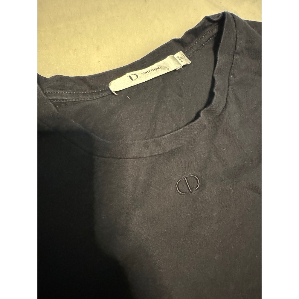 Dior Uniforme Mens Black Cotton CD Logo Embroidered T-Shirt XL Made in Italy - Picture 2 of 4